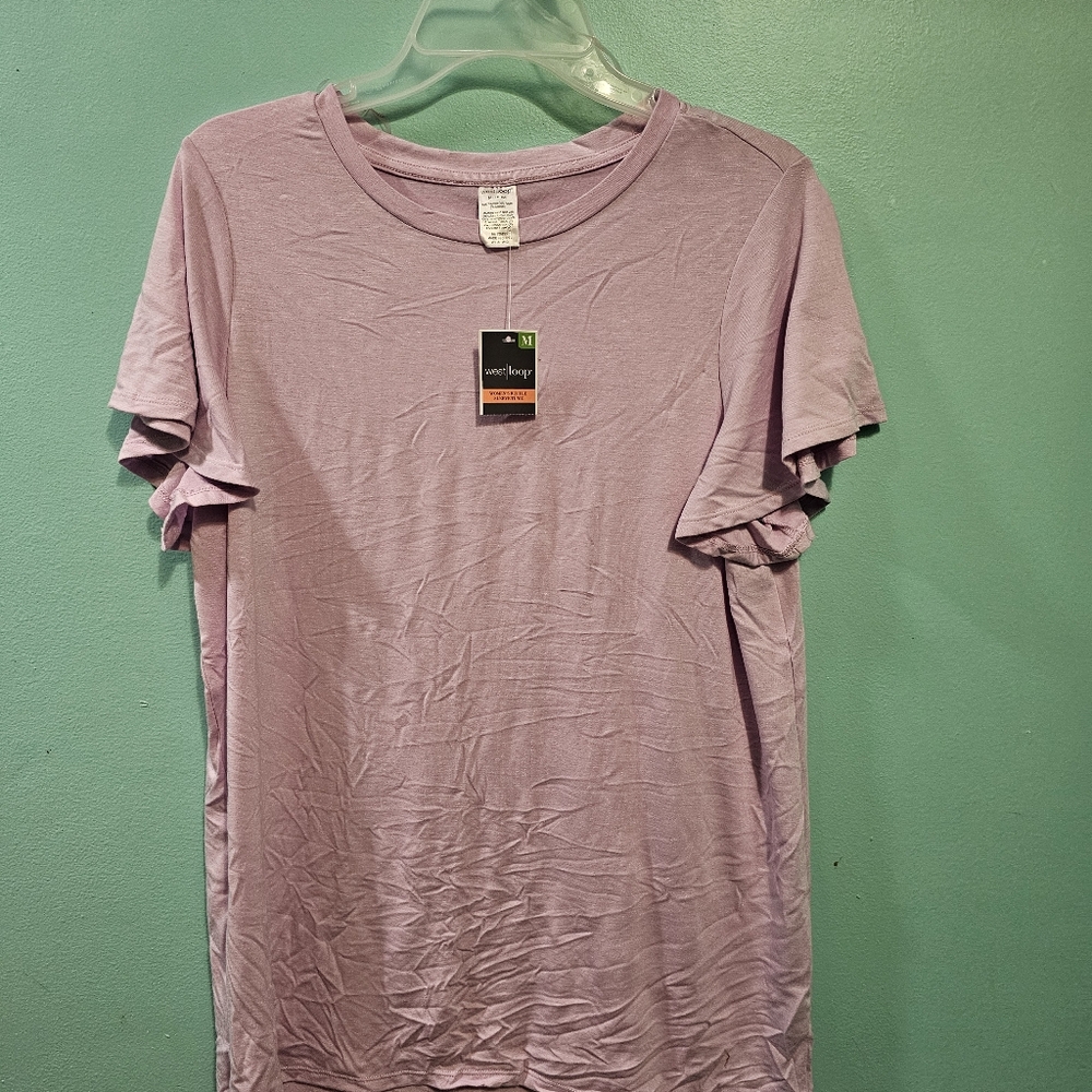 Light Purple Ruffle Sleeve Tunic